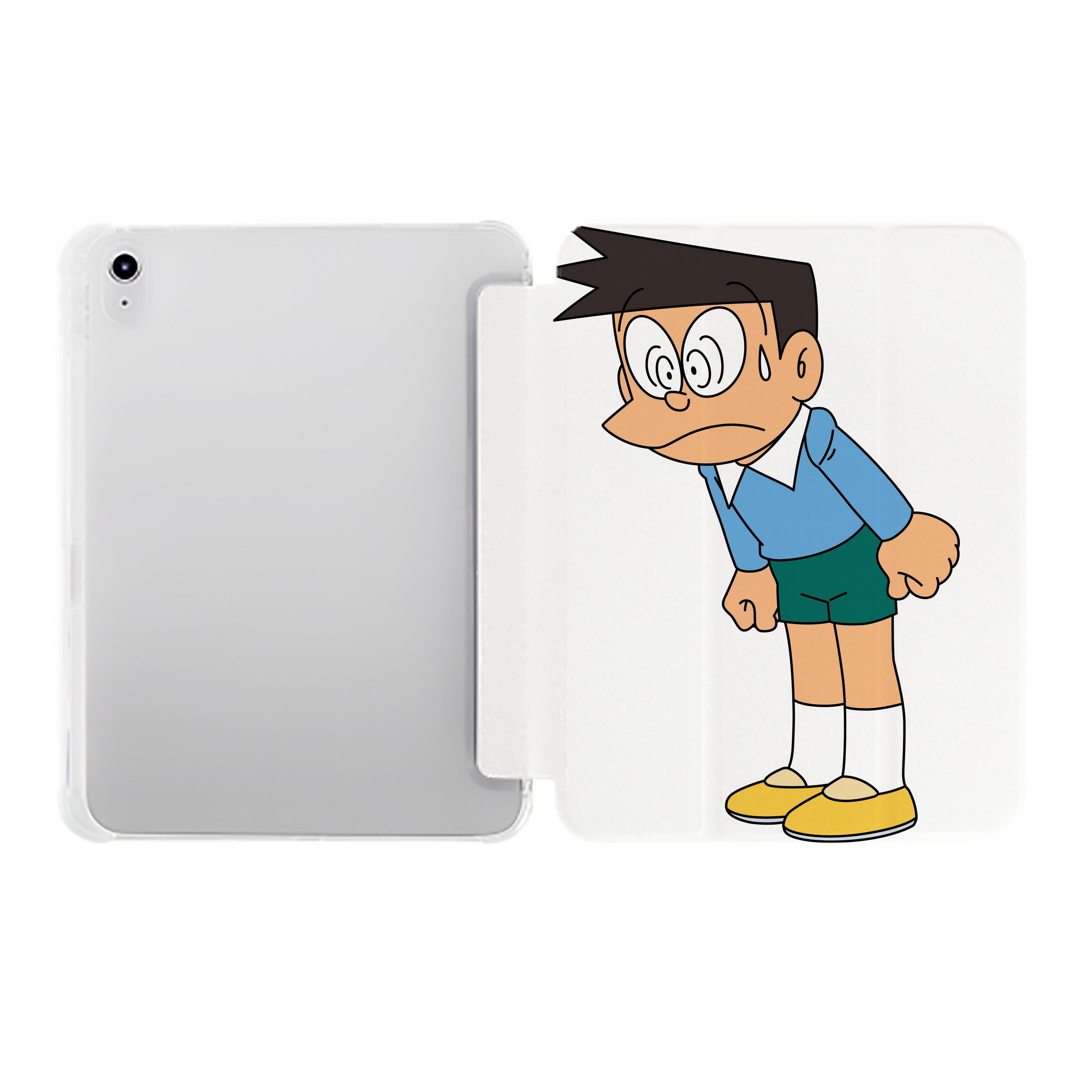 （画像用） ドラえもん 骨川 スネ夫 Doraemon Honekawa Suneo IPad ケース ペン収納付き 三つ折りスタンド PUレザー×シリコン 対応機種9.5/10.5/10.9インチ